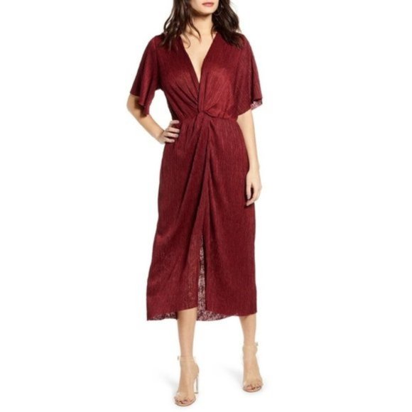 All In Favor Crinkle Faux Wrap Dress - Picture 1 of 9